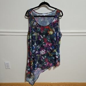 CC Boutique Vibrant Floral Asymmetric Tunic